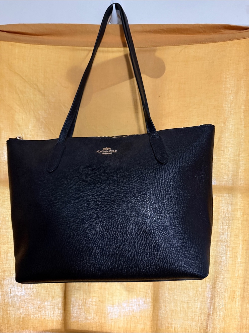Coach Black Saffiano Leather Zip-Top Tote